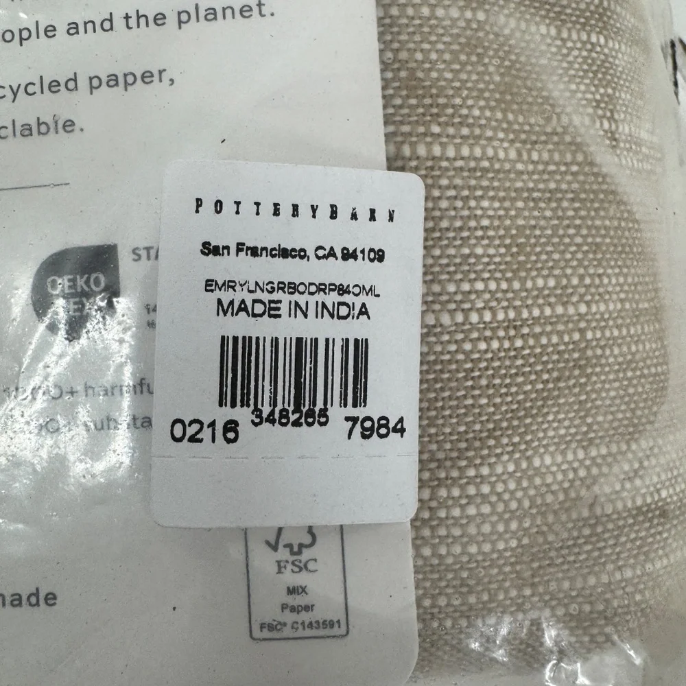 NEW Pottery Barn Emery Linen Grommet Blackout Curtain 50in X 84in